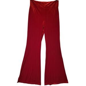 ModCloth Loving the Lux Life Red Velvet Wide-Leg Flare Pants Hippie Festival - S